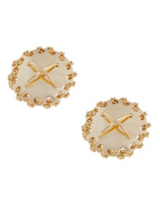 Rachel Zoe Stitches Button Earring Gold Plated Stud Earring - GOLD