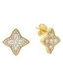 Crislu Halo Gold Plated Cubic Zirconia Stud Earring - GOLD