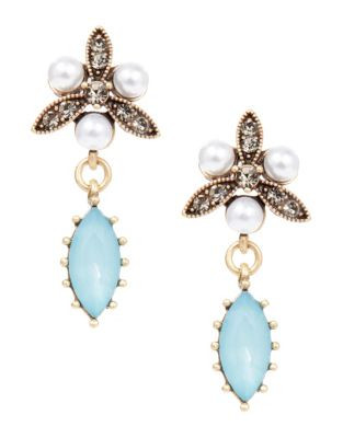 R.J. Graziano Trefoil Drop Marquise Earrings - BLUE