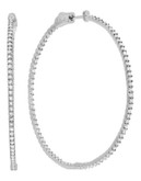 Crislu Diamonds on the Bar Sterling Silver Cubic Zirconia Hoop Earring - SILVER