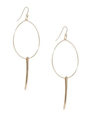 Expression Bar Pendant and Hoop Earrings - GOLD