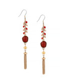 Lucky Brand Linear Stone Drop Earrings - RED