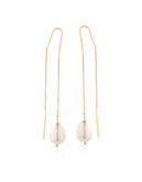 Guess Faux Pearl Threader Earrings - GOLD
