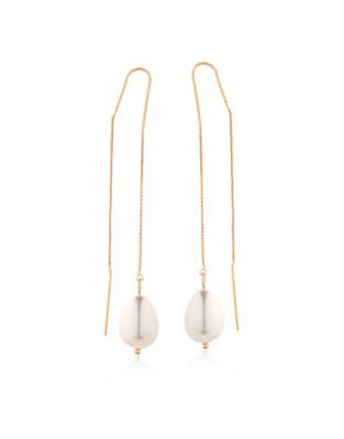 Guess Faux Pearl Threader Earrings - GOLD
