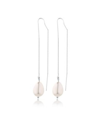 Guess Faux Pearl Threader Earrings - SILVER