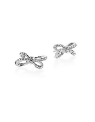 Kate Spade New York Pave Tied Up Bow Stud Earrings - SILVER