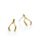 Kate Spade New York Dainty Sparklers Wishbone Stud Earrings - GOLD