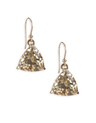 Kate Spade New York Glitter Triangle Drop Earrings - GOLD