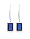 Guess Faceted Square Drop Earrings - BLUE