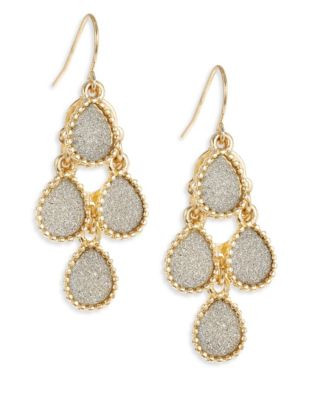 Expression Glitter Paper Chandelier Earrings - SILVER