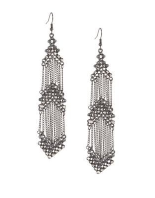 Expression Chain Arrow Drop Earrings - DARK GREY