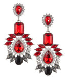 Expression Multi-Jewel Drop Earrings - RED
