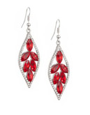 Expression Cut-Out Navette Stones Earrings - RED