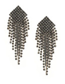 Expression Rhinestone and Chain Tassel Earrings - BLACK