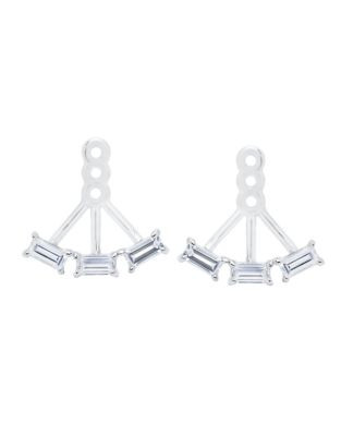Crislu Earring Jackets Sterling Silver Finished in 18k Gold Cubic Zirconia Charms - PLATINUM