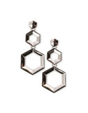 Coco Lane Hexagon Drop Earrings - SILVER