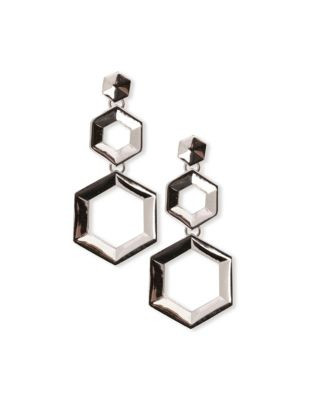 Coco Lane Hexagon Drop Earrings - SILVER