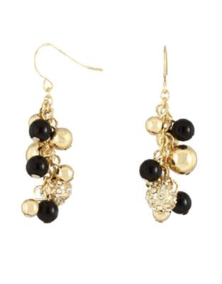 Expression Sandblast And Pave Ball Cluster Earrings - BLACK