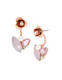 Betsey Johnson Rose Front and Back Earrings - PINK