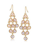 Carolee Peach Blossom Chandelier Pierced Gold Tone Earring - PINK