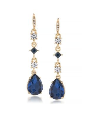 Carolee Linear Crystal Drop Earrings - DARK BLUE