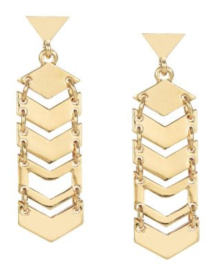 Kensie Chevron Linear Drop Earrings - GOLD