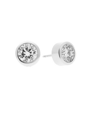 Michael Kors Circular Crystal Earrings - SILVER
