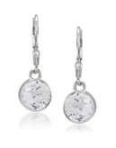 Carolee Round Crystal Drop Earrings - WHITE