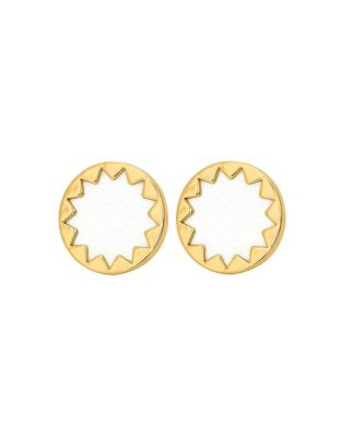 House Of Harlow 1960 Sunburst Button Earrings - WHITE/GOLD
