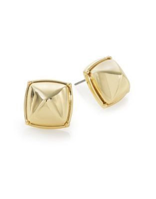 A.B.S. By Allen Schwartz Turquoise Pyramid Earrings - GOLD