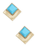 Kensie Candy Inset Stud Earrings - BLUE