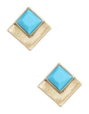 Kensie Candy Inset Stud Earrings - BLUE