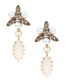 R.J. Graziano Trefoil Drop Marquise Earrings - BEIGE