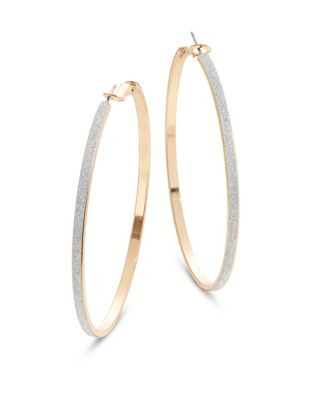 Expression Large Glitter Paper Hoop Earrings - SILVER