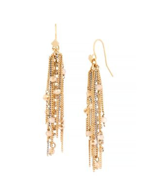 Kenneth Cole New York Fringe Worthy Faceted Bead and Two Tone Multi Chain Drop Earring - GOLD