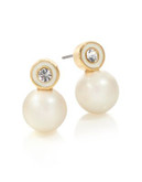 Kate Spade New York Pave Stone Pearl Glass Stud Earrings - CREAM