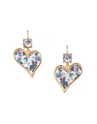 Kensie Patterned Heart Shape Earrings - GOLD