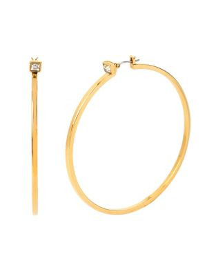 Diane Von Furstenberg Goldtone and Swarovski Hoop Earrings - GOLD