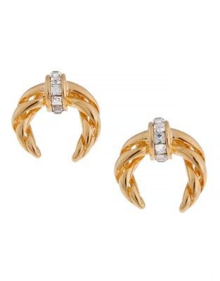 Rachel Zoe Safari Crescent Earring Gold Plated Stud Earring - GOLD