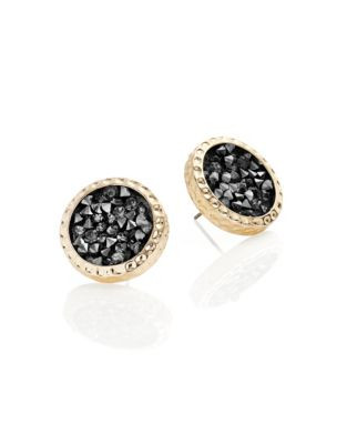 Expression Goldtone and Stone Headlight Stud Earrings - GOLD