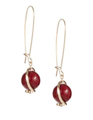 Expression Swirl Ball Drop Earrings - RED
