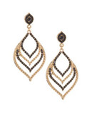 Expression Cut-Out Leaf Drop Earrings - BLACK