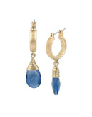 Kenneth Cole New York Blue Rays Faceted Stone Drop Small Hoop Earring - BLUE