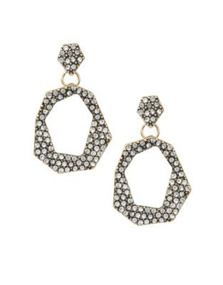 Expression Cut-Out Pave Drop Earrings - GOLD