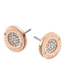 Michael Kors Gold Tone Logo With Clear Pave Center Stud Earring - ROSE GOLD