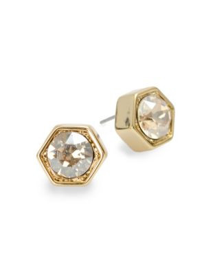 Coco Lane Hexagon Stud Earrings - GOLD