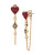 Betsey Johnson Casino Royale Pave Heart Front and Back Chain Earring - PINK