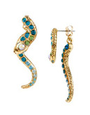 Betsey Johnson Ocean Drive Pave Crystal Snake Front and Back Linear Earring - BLUE MULTI