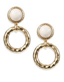 R.J. Graziano Stone and Circle Drop Earrings - WHITE