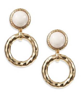 R.J. Graziano Stone and Circle Drop Earrings - WHITE